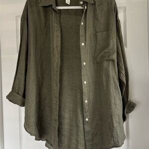 H&M Khaki Button-Up Shirt